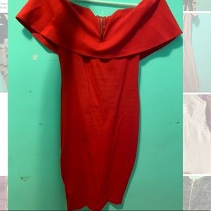 Off shoulder red bodycon dress